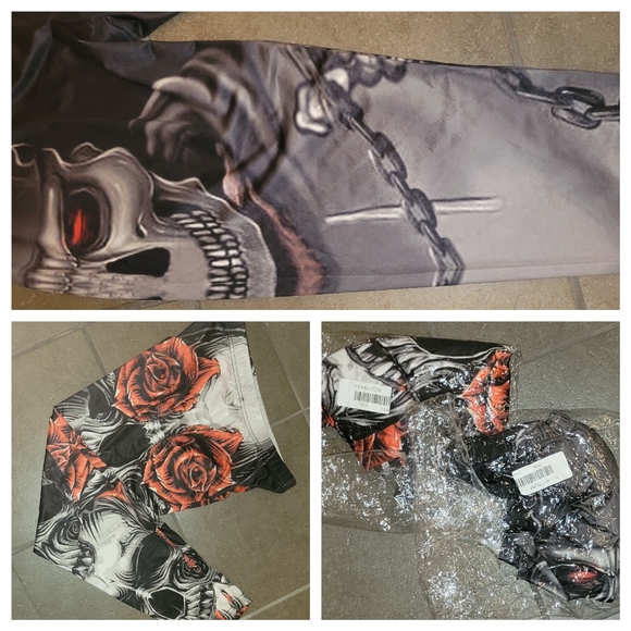 SKULL ☠️ & 🥀 ROSES LEGGINGS <> SET OF 2 - Picture 6 of 16